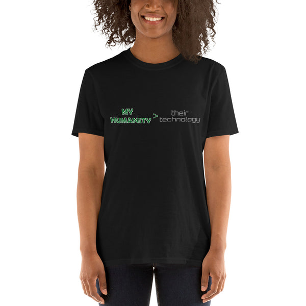 MY HUMANITY > their technology Black Short-Sleeve Unisex T-Shirt